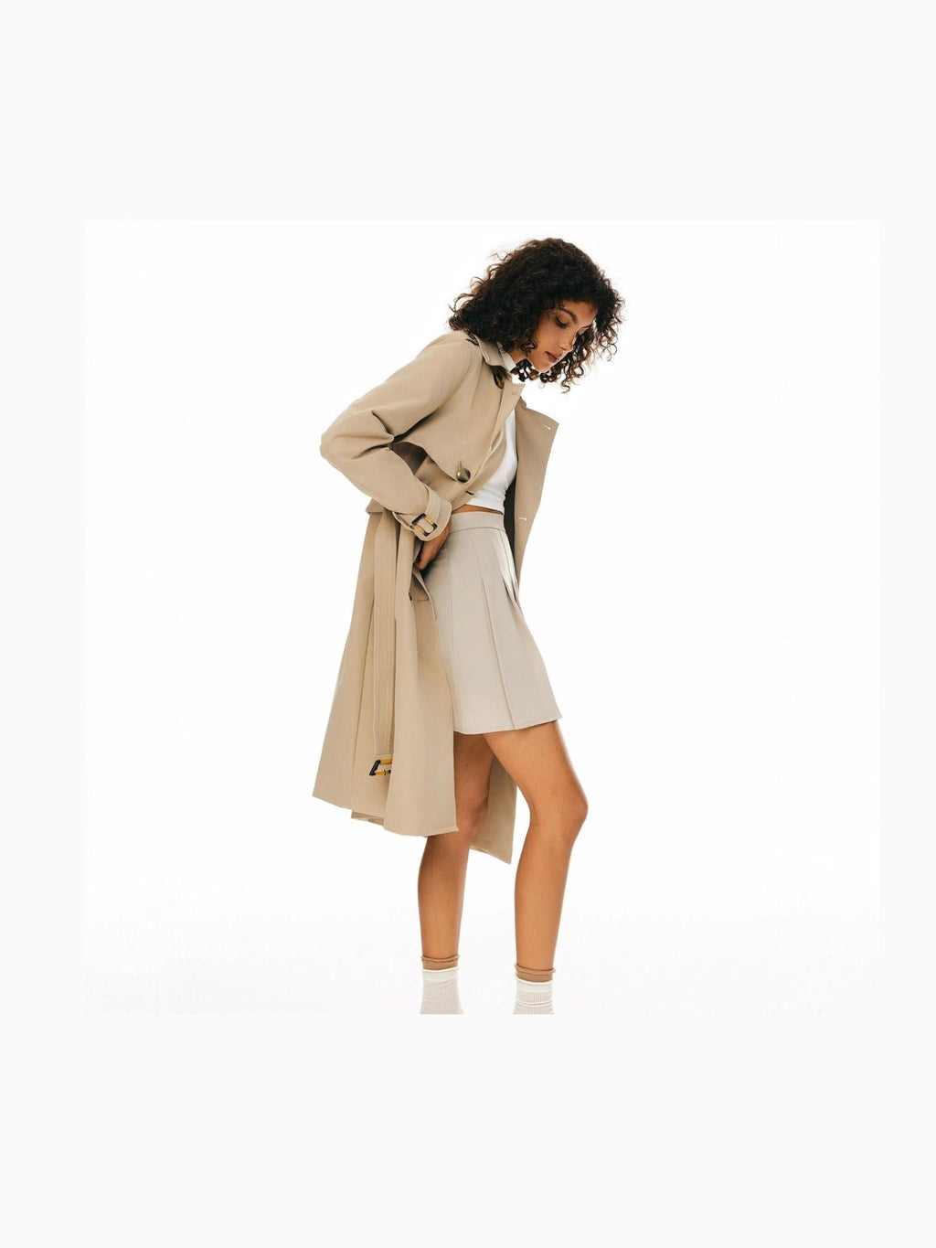 Women Double Breasted Trench Coat Khaki For Everyday Street Style - Courbe et Compagnie
