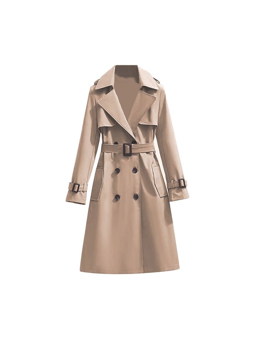 Women Double Breasted Trench Coat Khaki For Everyday Street Style - Courbe et Compagnie