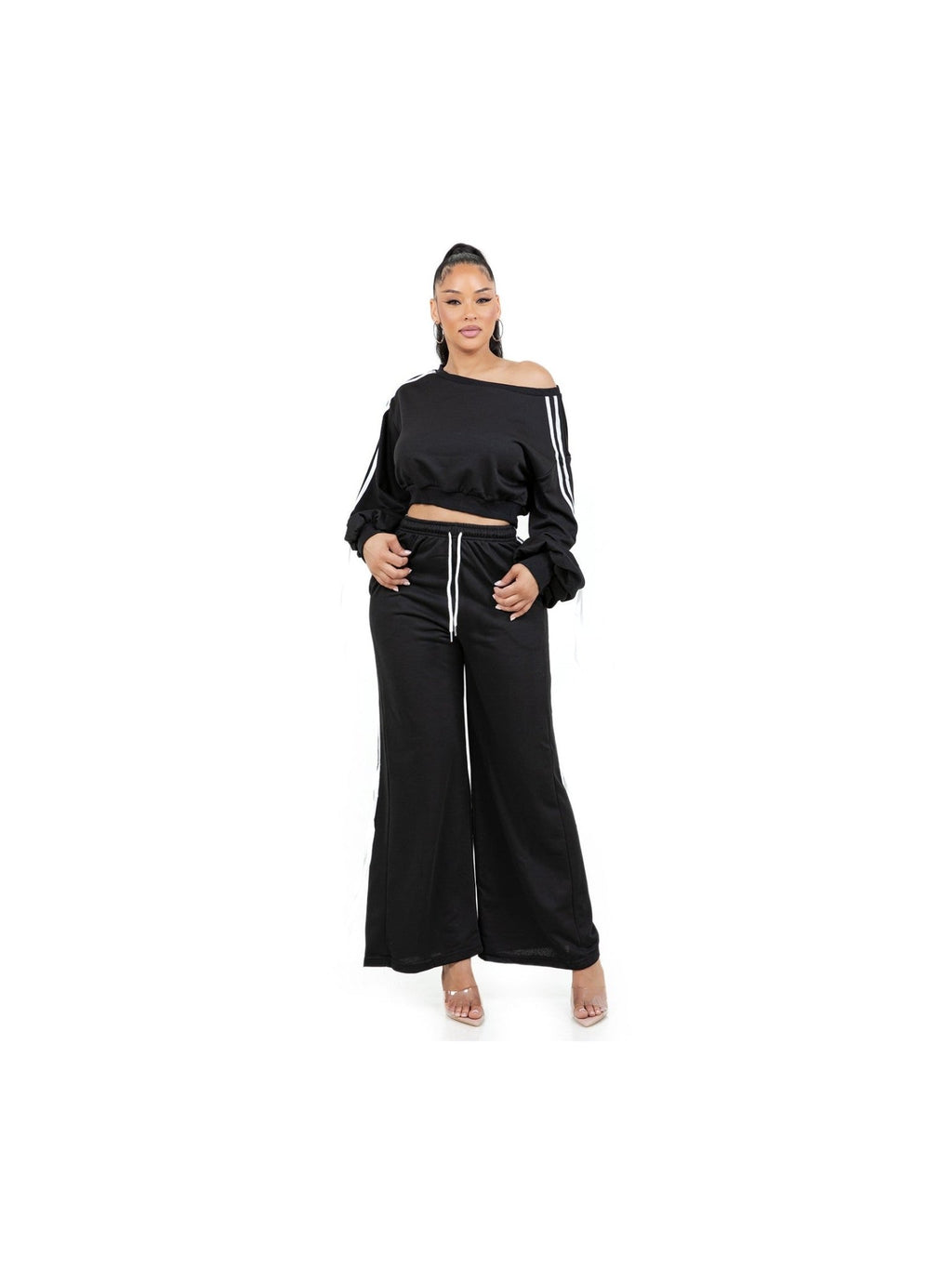 Women Fashion Sweatshirt And Pants Set Two Piece Loungewear With Pockets - Courbe et Compagnie