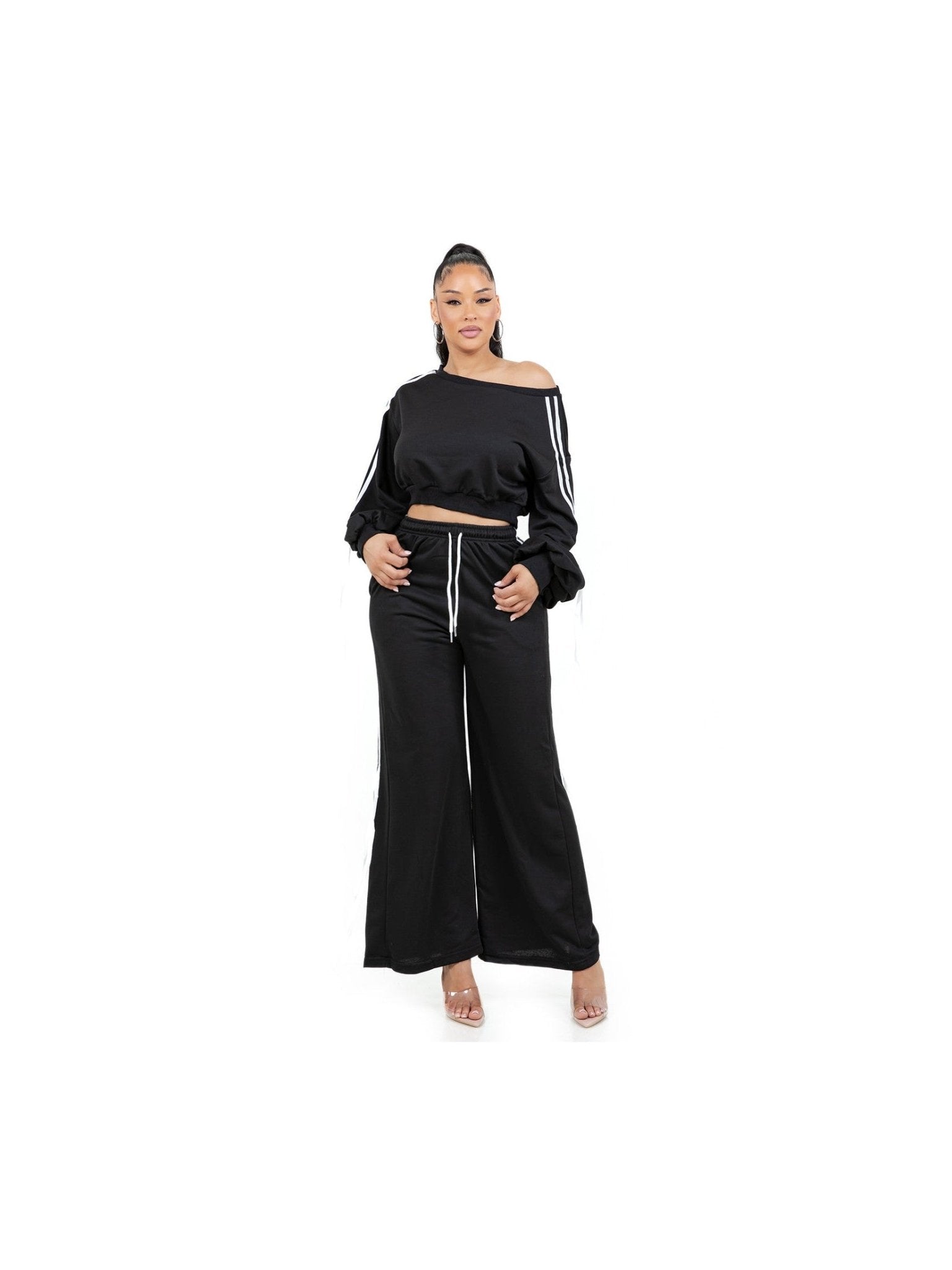 Women Fashion Sweatshirt And Pants Set Two Piece Loungewear With Pockets - Courbe et Compagnie
