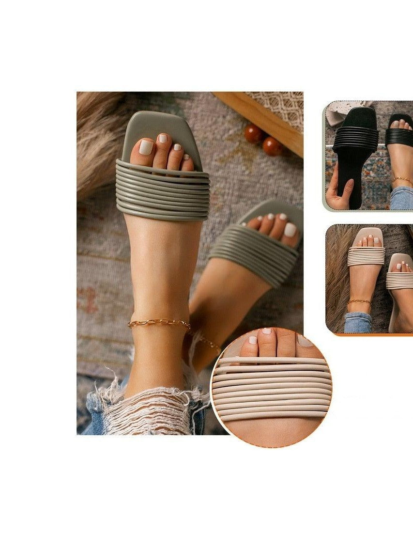 Women Sandals Summer Hollow Out Shoes Open Toe Beach Flats Ladies Footwear Strappy Flat Sandals Adjustable Casual Sandal With Open Toe Slingback Elegant Sandals - Courbe et Compagnie