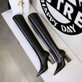 Women Thigh High Shoes Pointed Toe Over Knee Boots Square Heels - Courbe et Compagnie