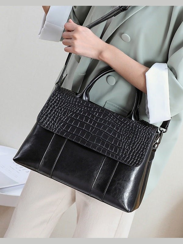 Women tote crossbody bag genuine leather crocodile - Courbe et Compagnie