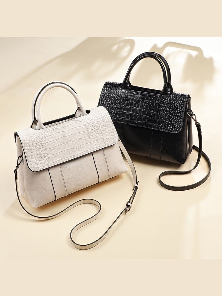 Women tote crossbody bag genuine leather crocodile - Courbe et Compagnie