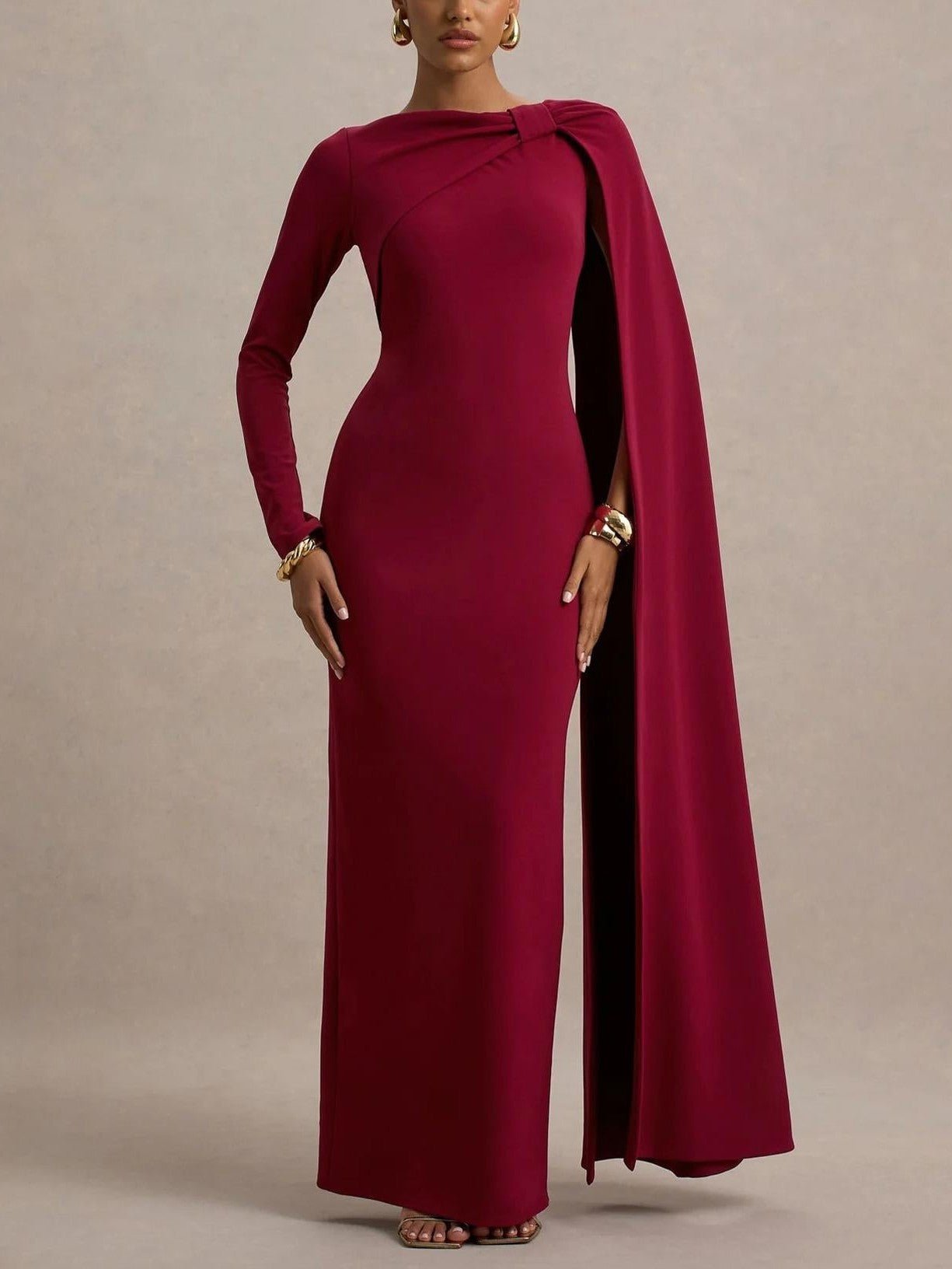 Women Wear One Shoulder Ribbon Evening Dress Long Sleeve Sexy Sheath Dress - Courbe et Compagnie