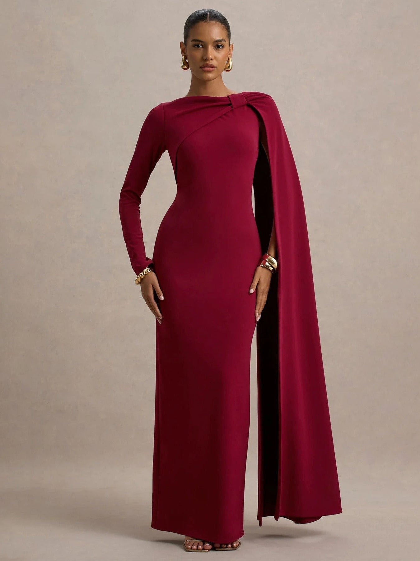 Women Wear One Shoulder Ribbon Evening Dress Long Sleeve Sexy Sheath Dress - Courbe et Compagnie
