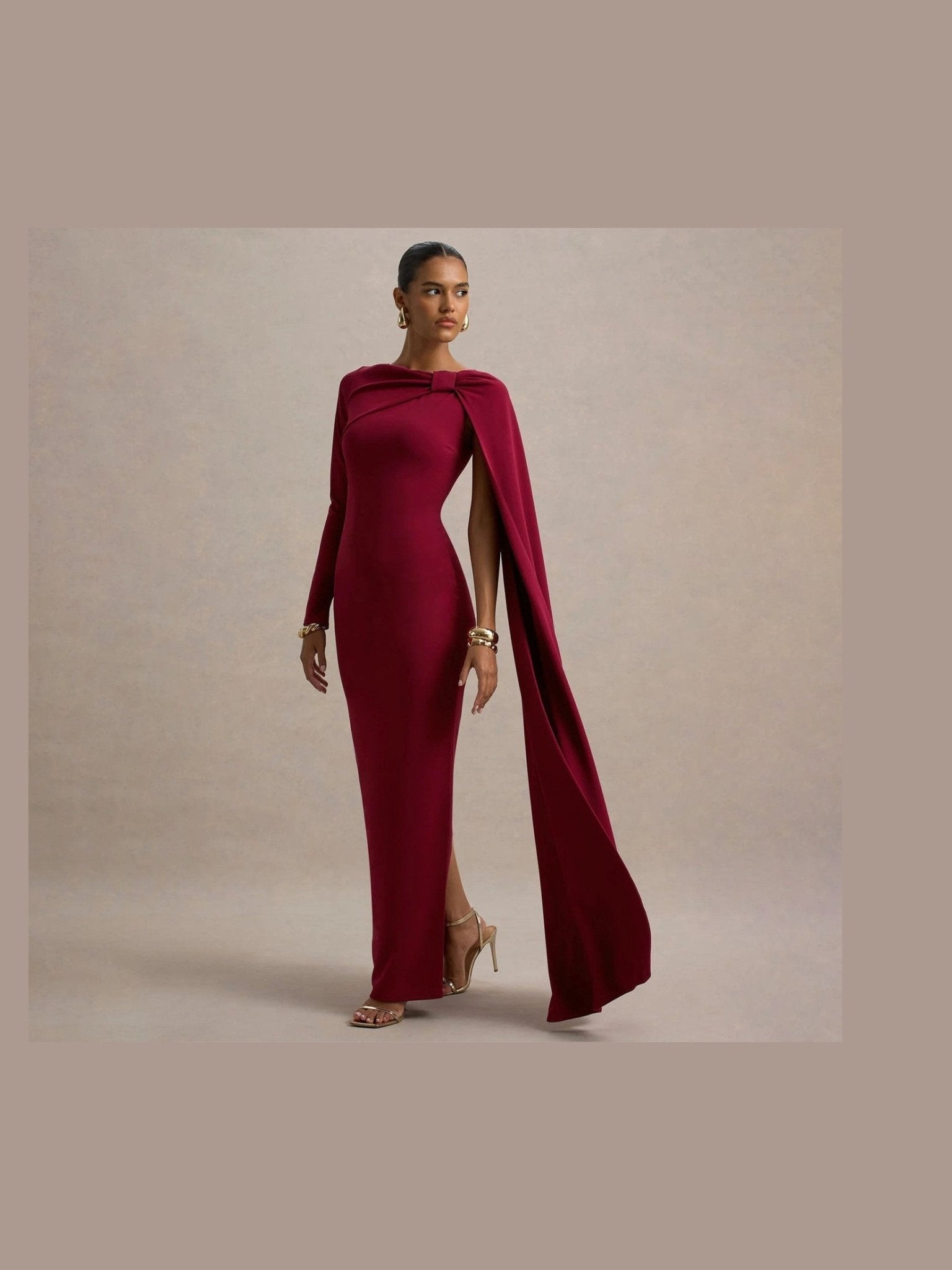 Women Wear One Shoulder Ribbon Evening Dress Long Sleeve Sexy Sheath Dress - Courbe et Compagnie