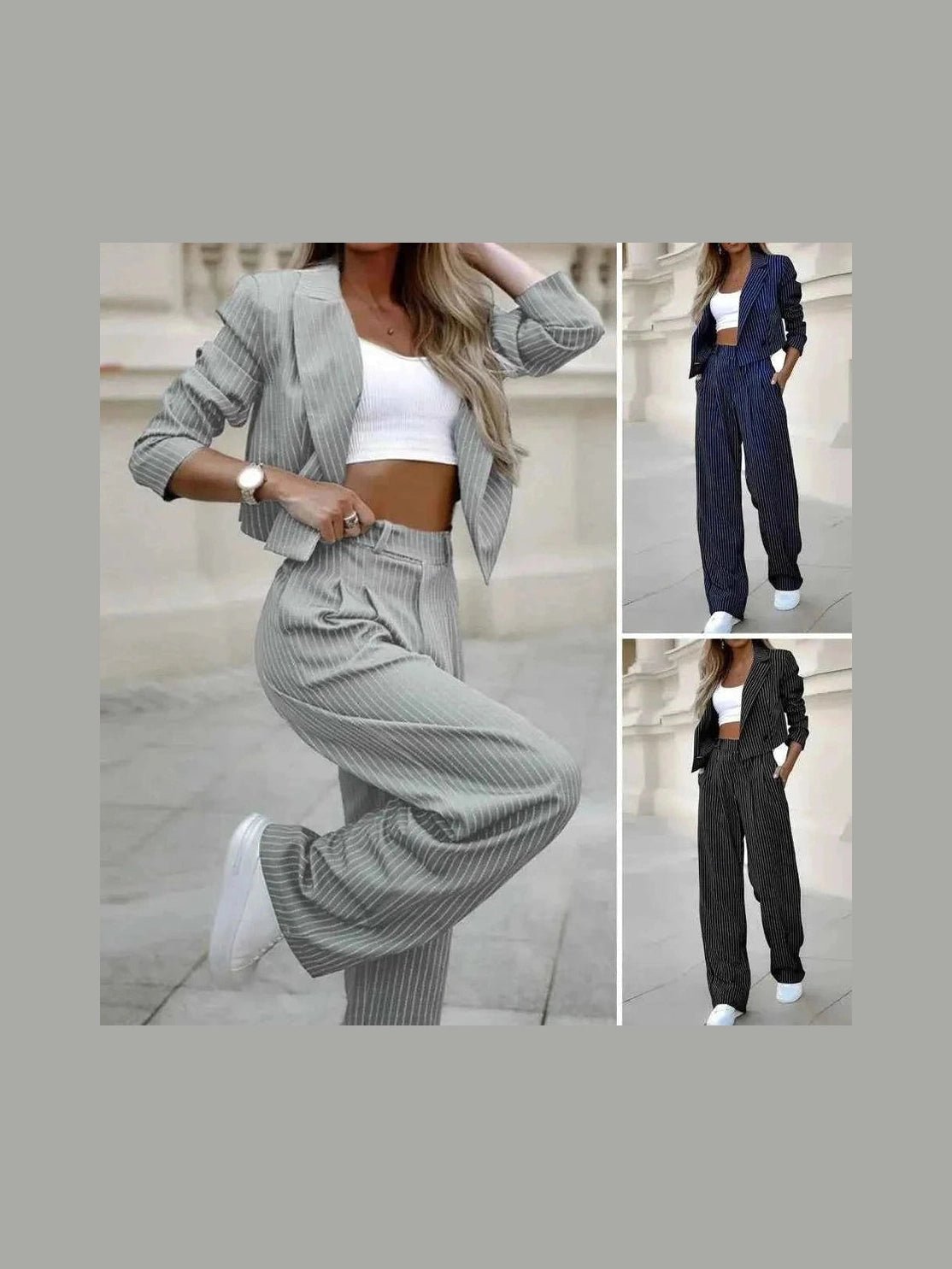 Women’s 2-Pc Blazer & Wide Leg Pants Suit - Courbe et Compagnie