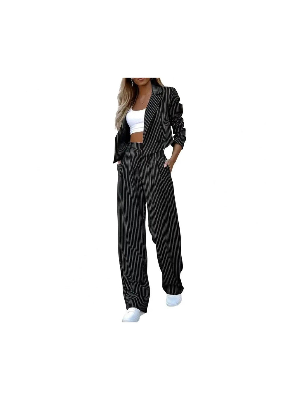 Women’s 2-Pc Blazer & Wide Leg Pants Suit - Courbe et Compagnie