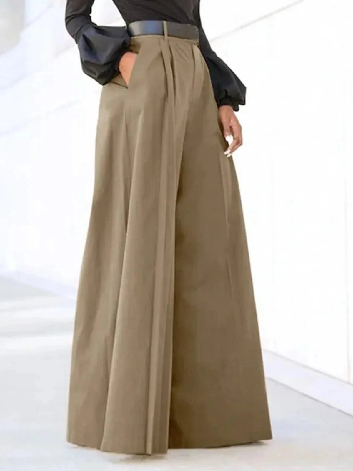 Women’s 2026 Summer Autumn Palazzo Pants - Printed Cropped Cotton Baggy Trousers with Pockets - Courbe et Compagnie