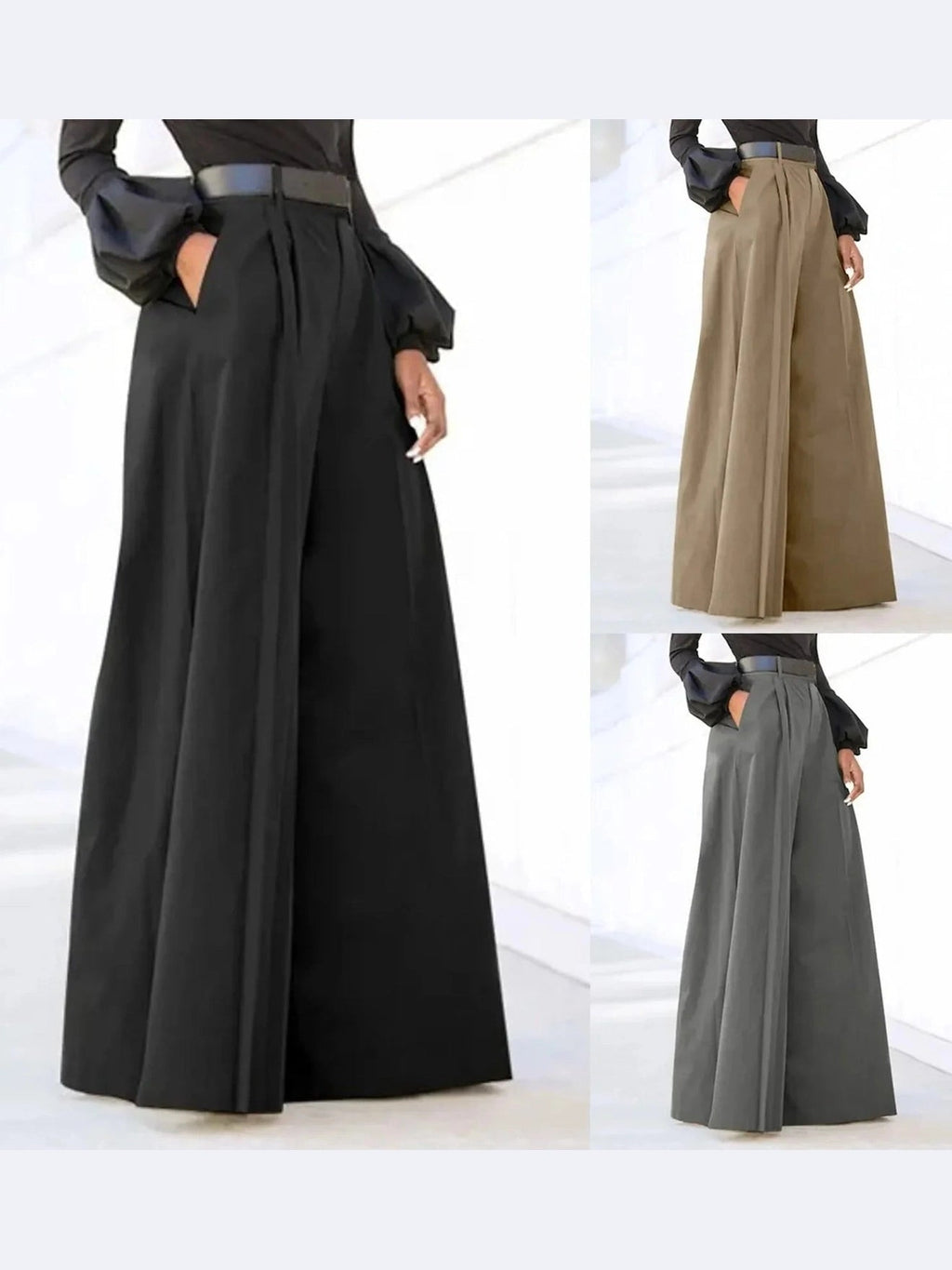 Women’s 2026 Summer Autumn Palazzo Pants - Printed Cropped Cotton Baggy Trousers with Pockets - Courbe et Compagnie