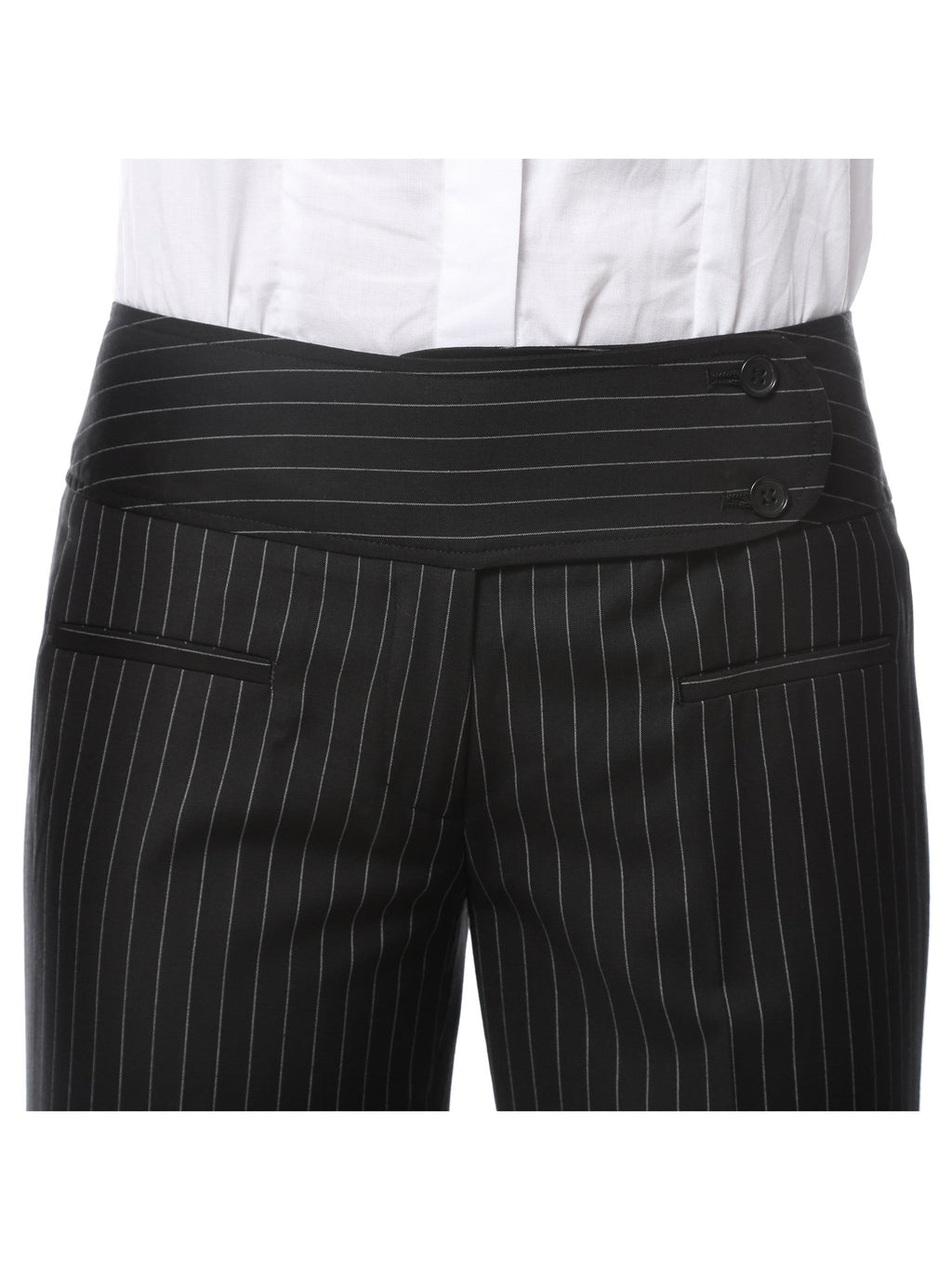Womens 2789 Black Pinstripe Dress Pants - Courbe et Compagnie
