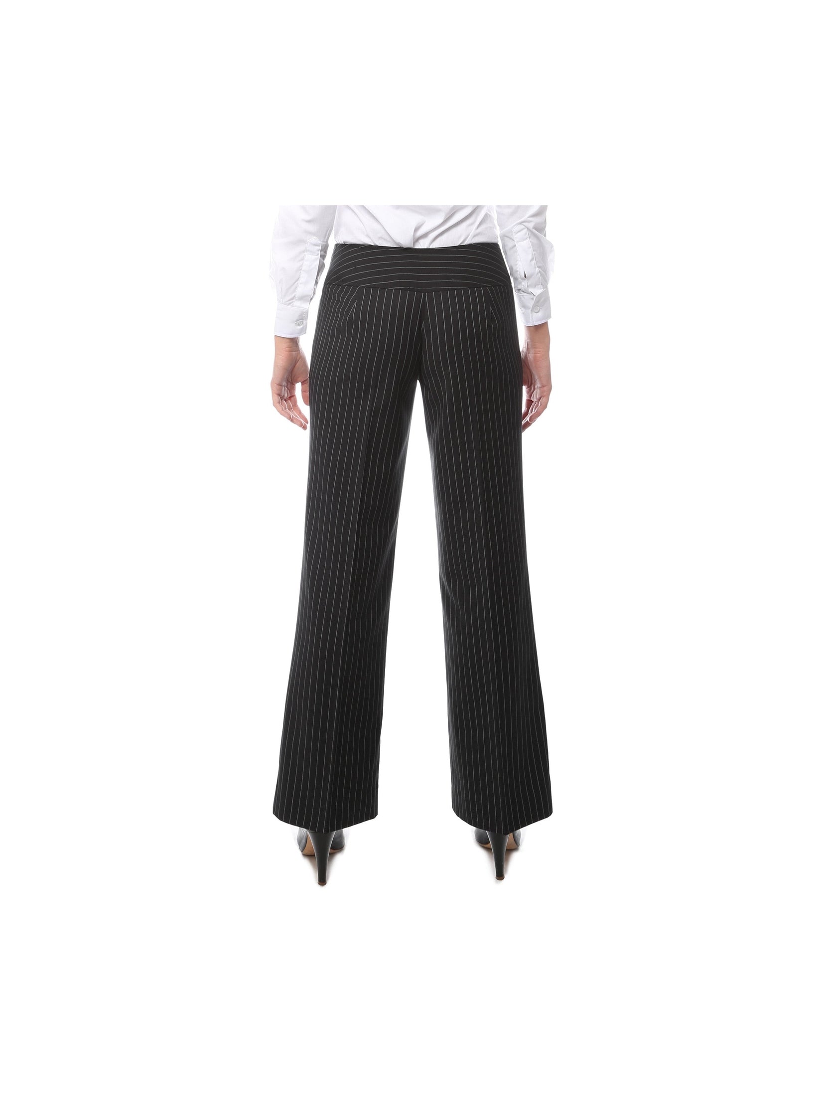 Womens 2789 Black Pinstripe Dress Pants - Courbe et Compagnie