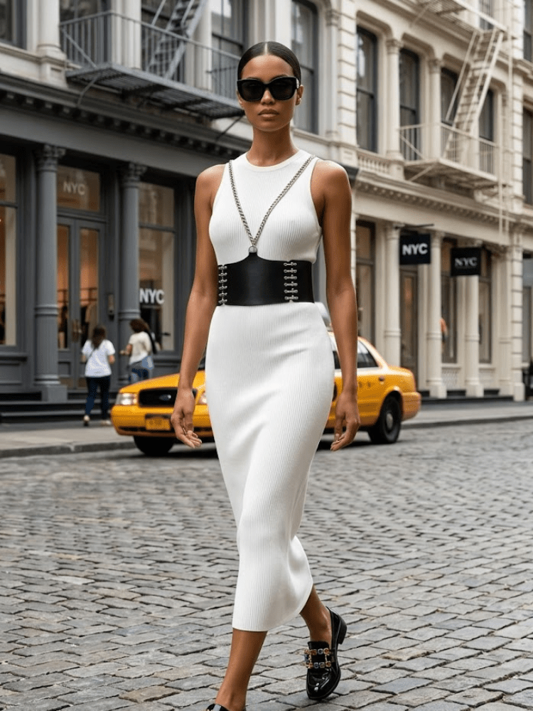 WOMEN'S BELT SOHO Wide Faux Leather Statement BYMANYC ® New York - Courbe et Compagnie