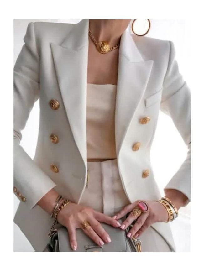 Women's Blazer Solid Color Vintage Style Casual Long Sleeve Coat - Courbe et Compagnie