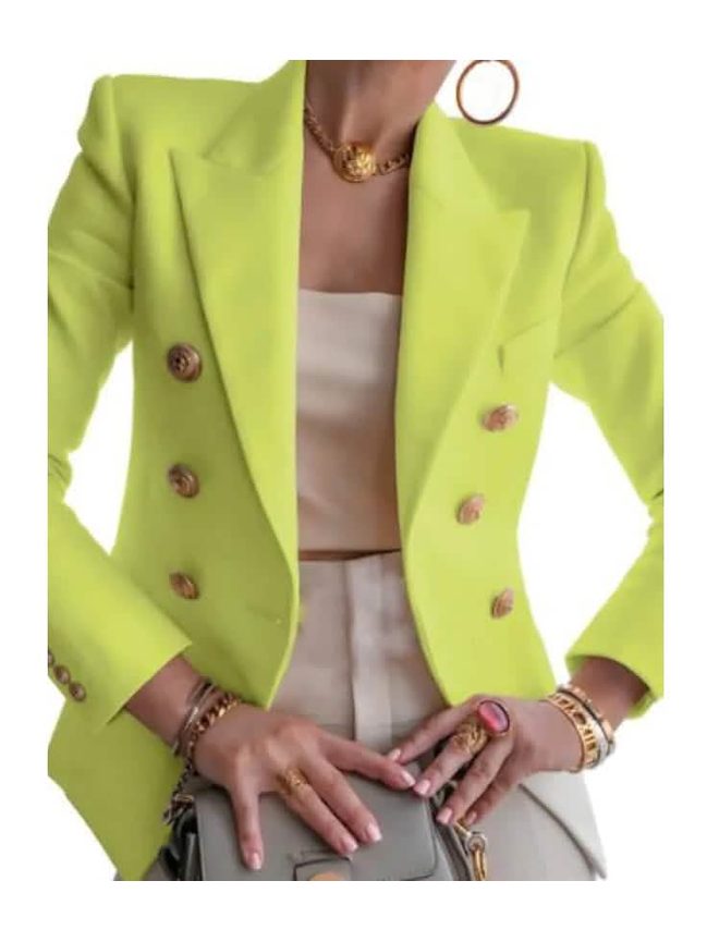Women's Blazer Solid Color Vintage Style Casual Long Sleeve Coat - Courbe et Compagnie