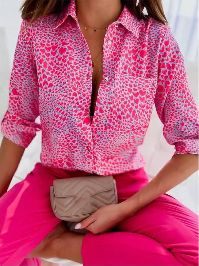 Women's Blouse Shirt Button Pocket Long Sleeve - Courbe et Compagnie