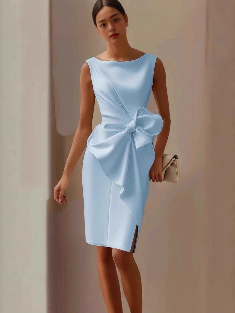 Women's Bow-Knot Sleeveless Midi Dress – High Waist A-Line - Courbe et Compagnie