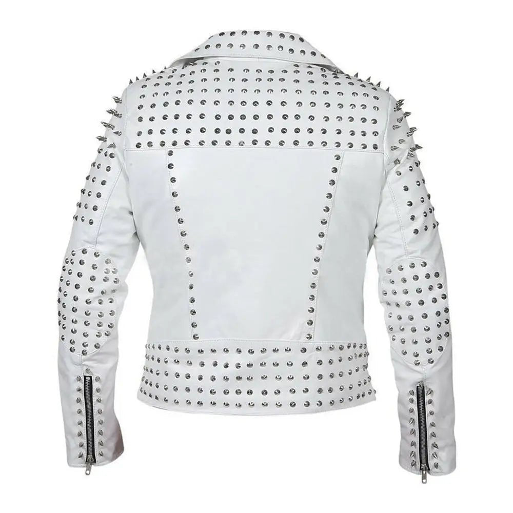 Womens Brando Studded Leather Jacket Plus Size - Courbe et Compagnie