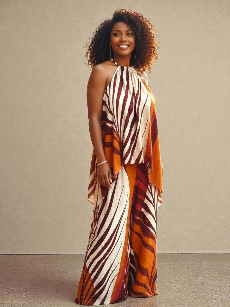 Womens Chic Two-Piece Multicolored Pantsuit - Courbe et Compagnie