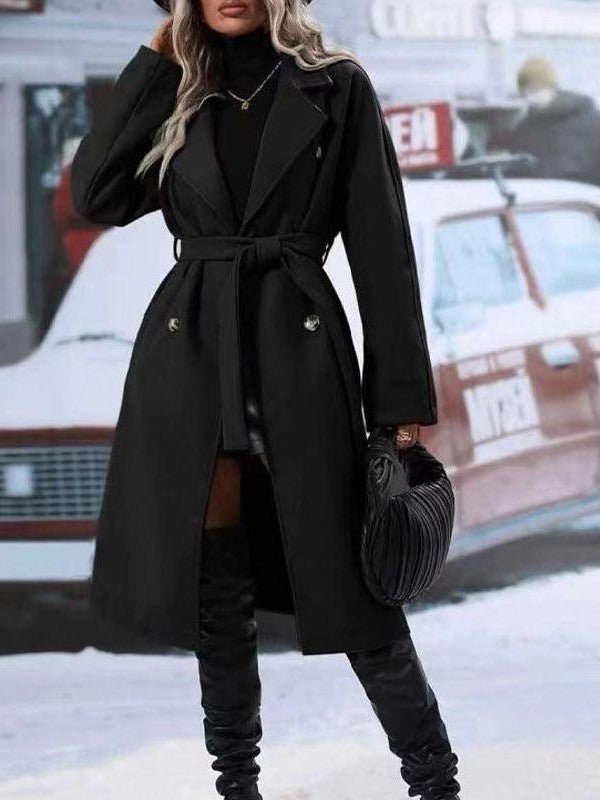 Women's Double-Breasted Belted Trench Coat - Courbe et Compagnie