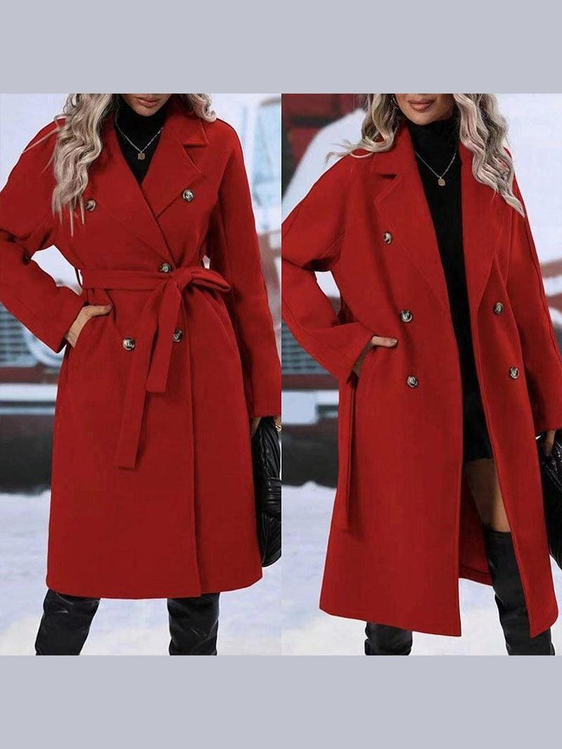 Women's Double-Breasted Belted Trench Coat - Courbe et Compagnie