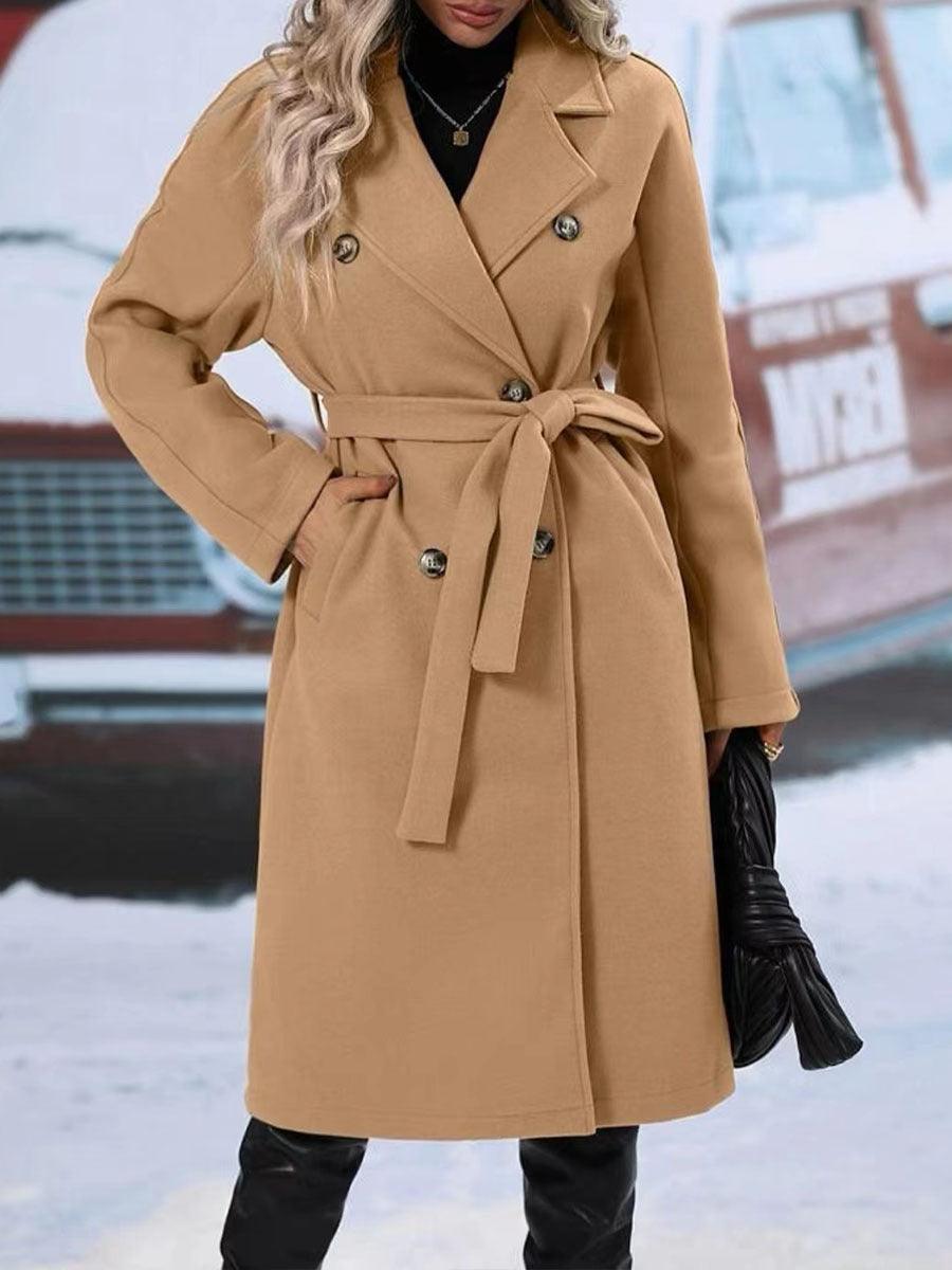 Women's Double-Breasted Belted Trench Coat - Courbe et Compagnie