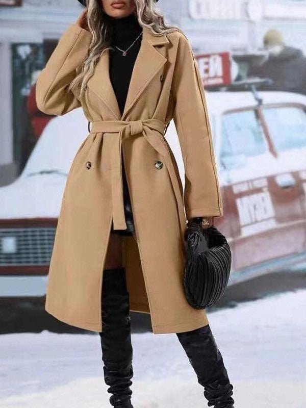 Women's Double-Breasted Belted Trench Coat - Courbe et Compagnie