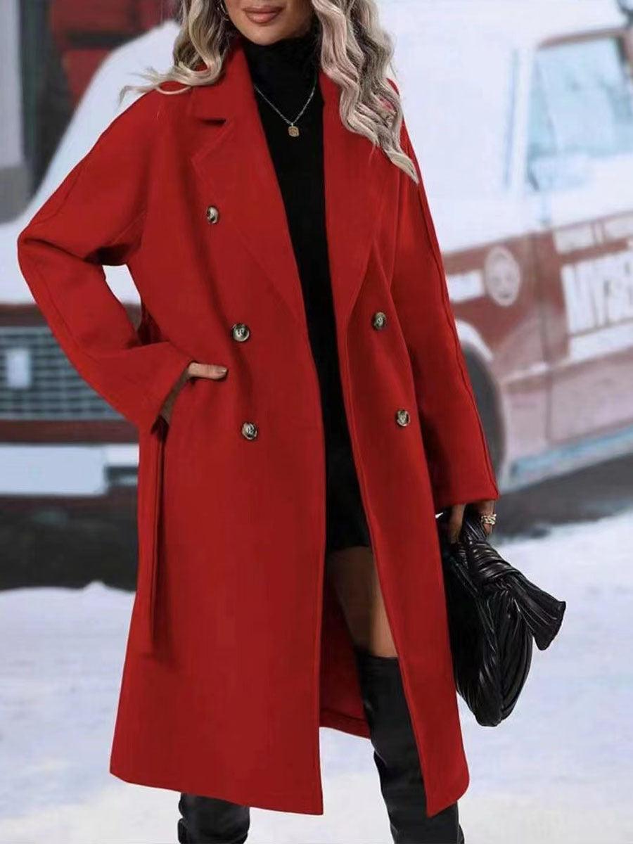 Women's Double-Breasted Belted Trench Coat - Courbe et Compagnie