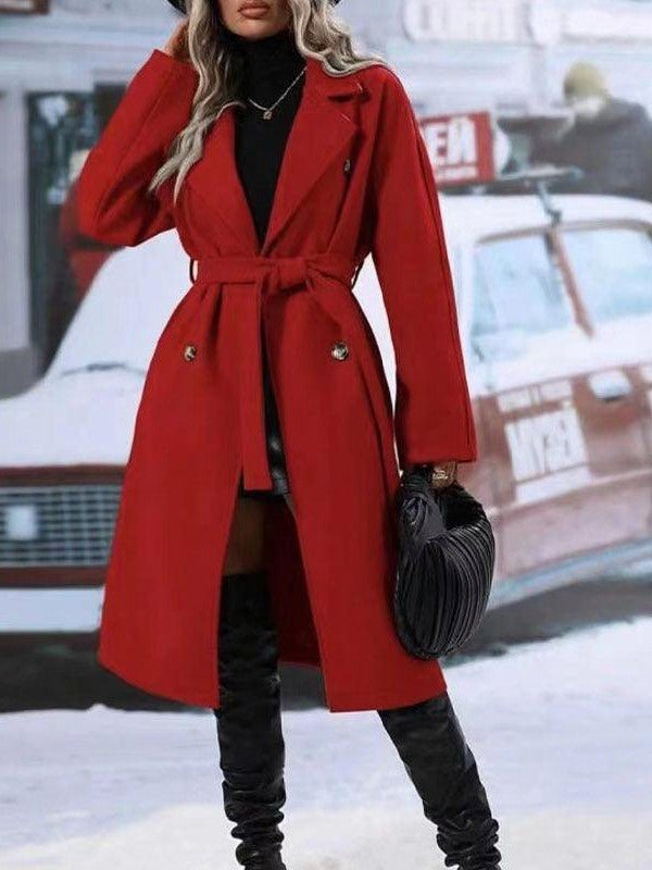 Women's Double-Breasted Belted Trench Coat - Courbe et Compagnie