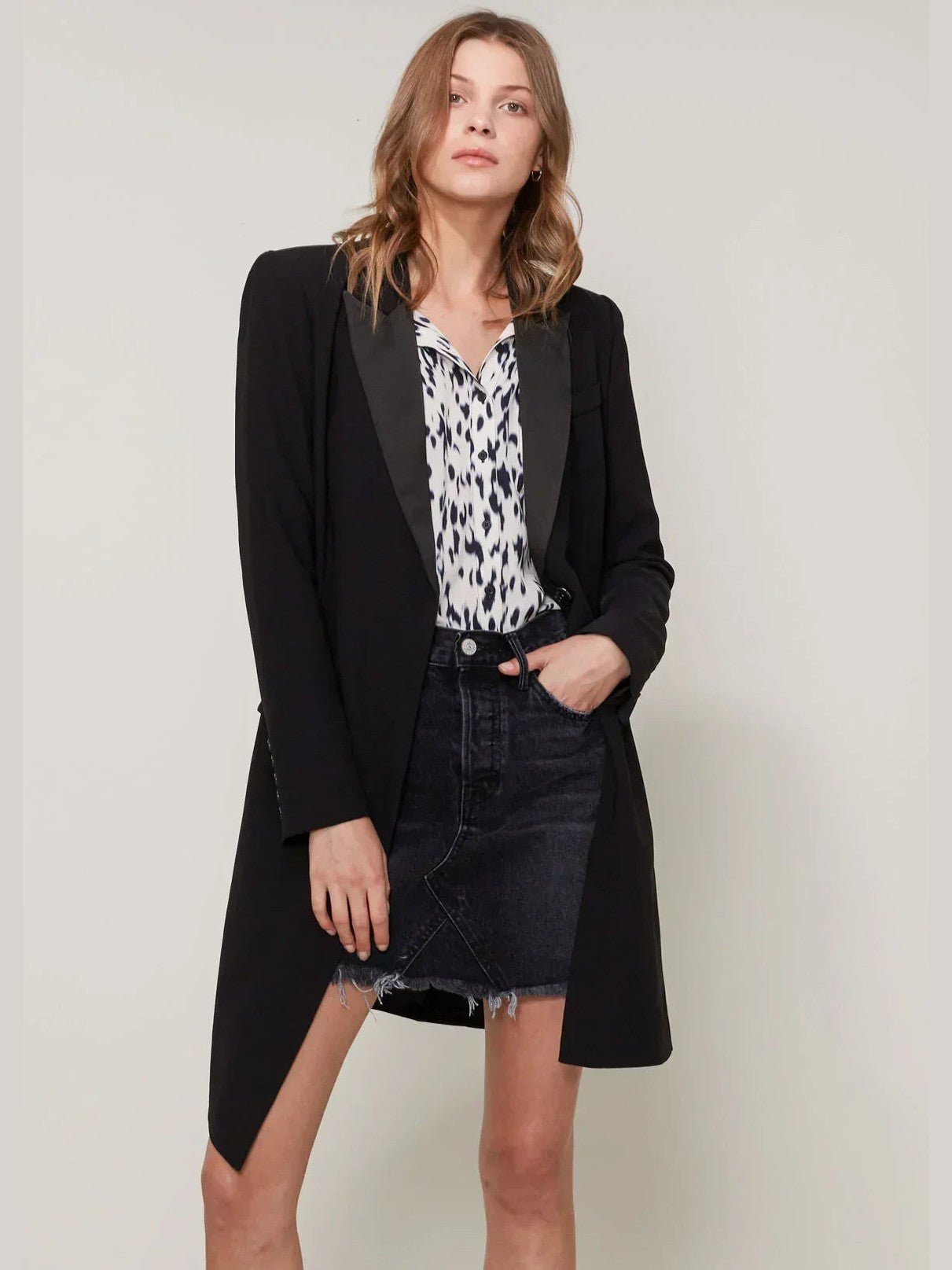 Women's Double Breasted Long Blazer | Professional Black Coat - Femstylo - Courbe et Compagnie