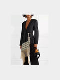 Women's Embroidered Jacquard Blazer with Tassel Hem - Professional Office Wear - Courbe et Compagnie