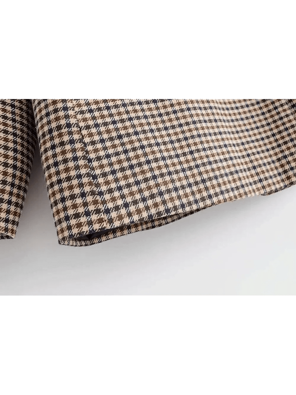 Women's Fashionable Office Wear Double Breasted Plaid Blazer Coat Vintage Long Sleeve Pockets Female Outerwear Chic Tops - Courbe et Compagnie