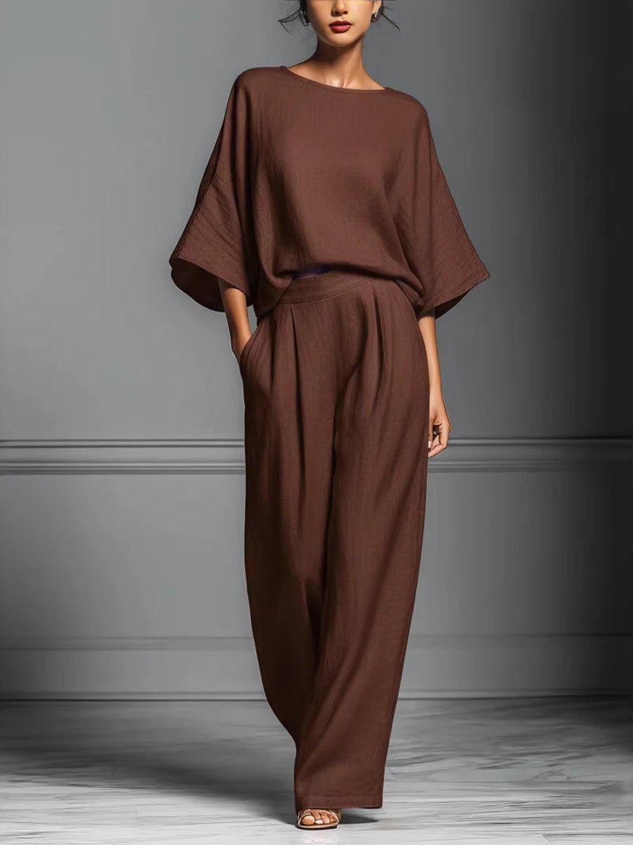 Women’s Flared-Sleeve Linen Suit Two Piece Set - Courbe et Compagnie