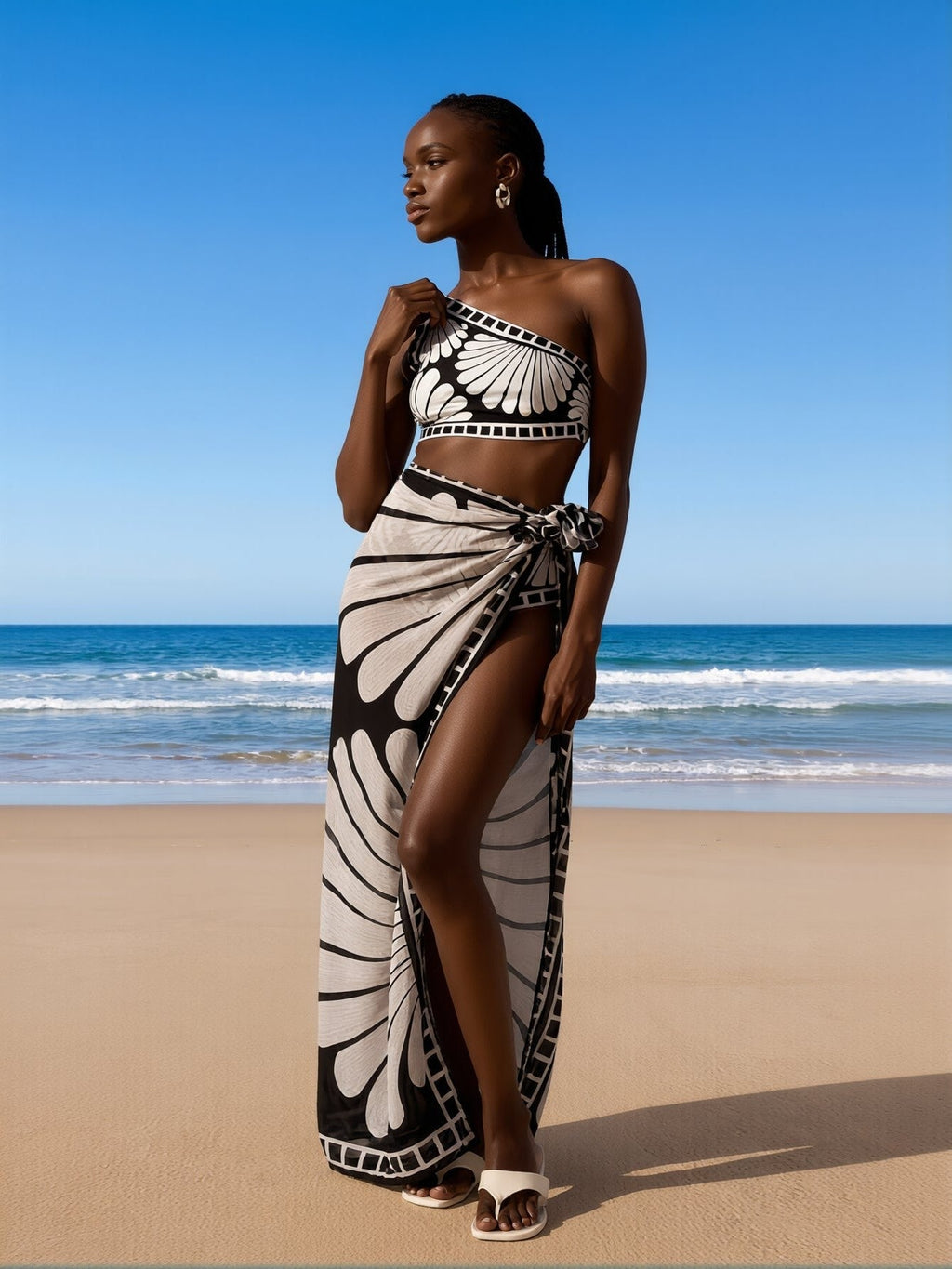 Women's High-Neck Swimsuit – Built-In Shelf Bra Beach Swimwear - Courbe et Compagnie