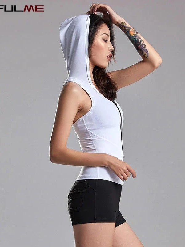 Women’s Hooded Yoga Running Tank Top - Courbe et Compagnie