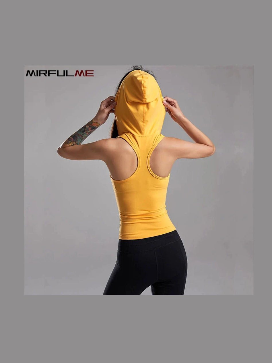 Women’s Hooded Yoga Running Tank Top - Courbe et Compagnie