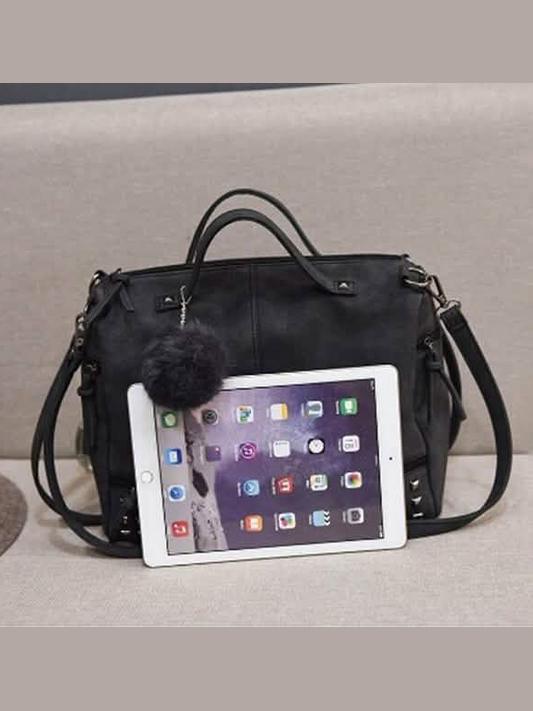 Women's Leather Casual Handbag - Courbe et Compagnie