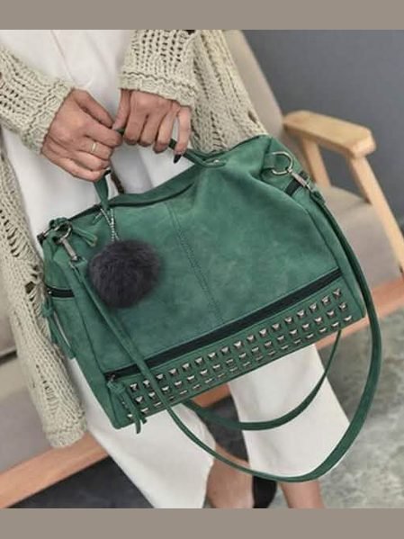 Women's Leather Casual Handbag - Courbe et Compagnie