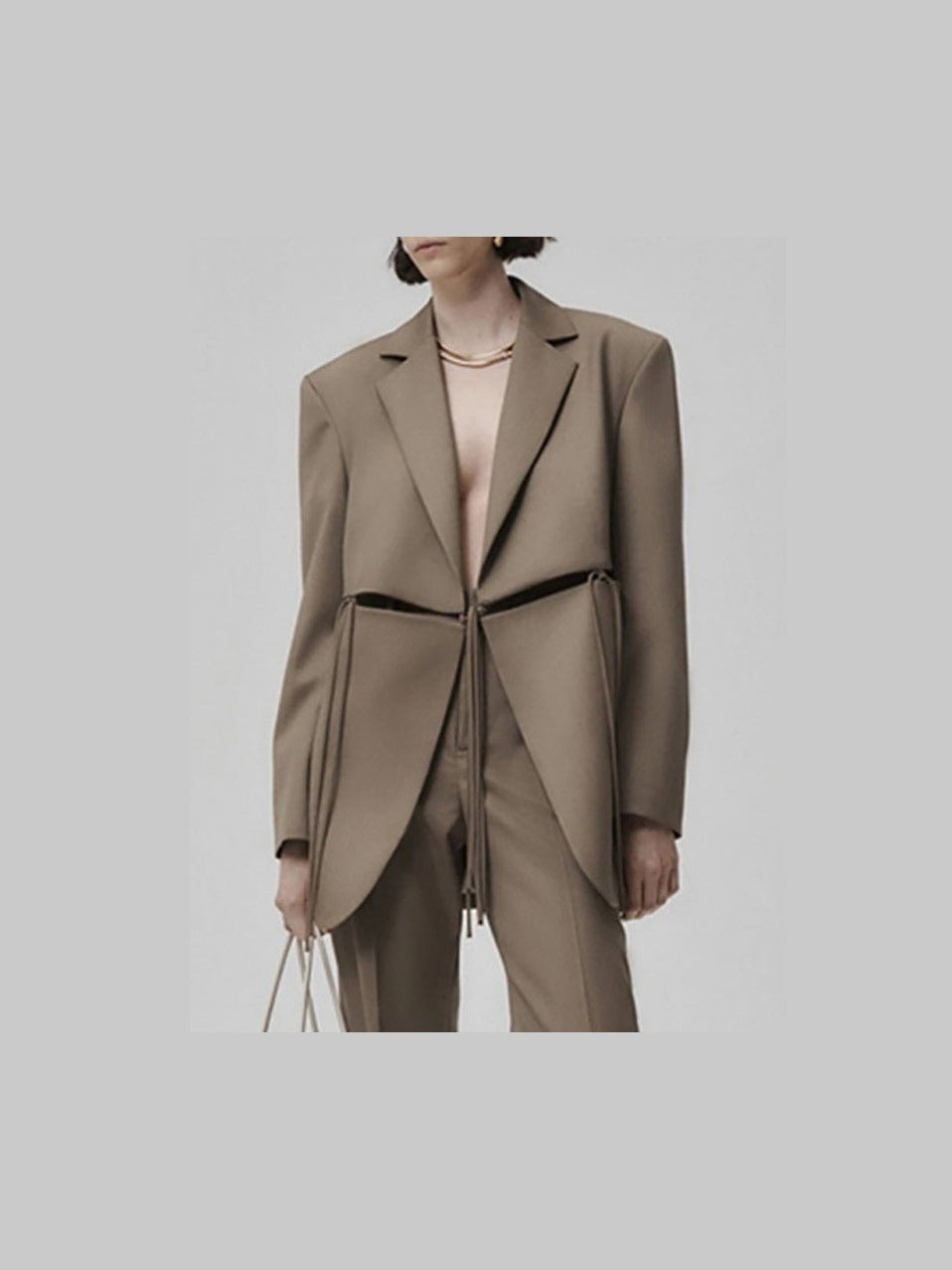 Women's Long Sleeve Blazer - Lapel Collar - Cotton Blend - Casual - Courbe et Compagnie