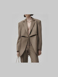 Women's Long Sleeve Blazer - Lapel Collar - Cotton Blend - Casual - Courbe et Compagnie