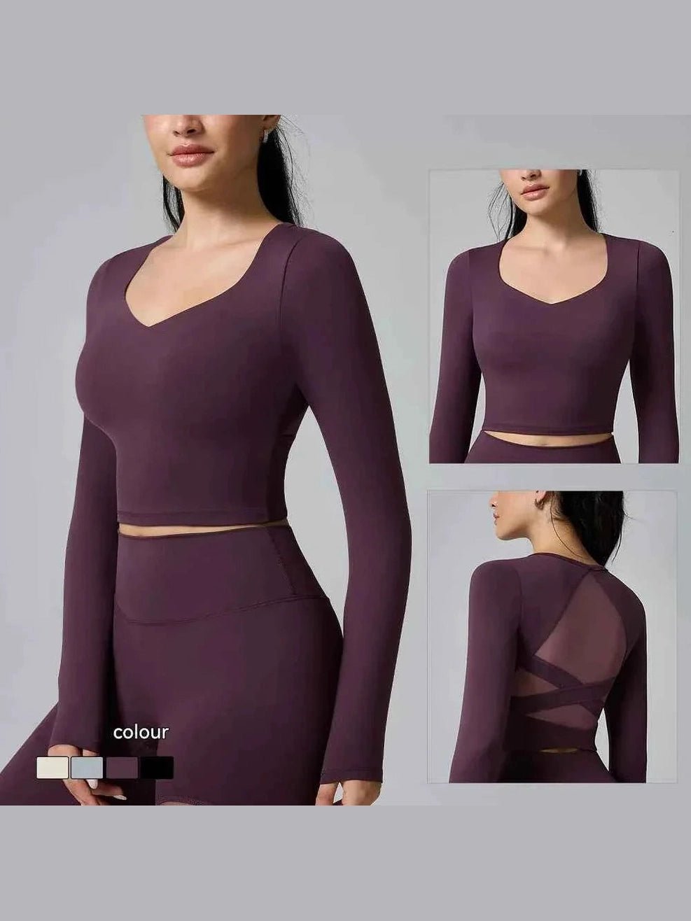 Women's Long Sleeve Yoga Running Top - Courbe et Compagnie