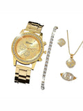 Womens Luxury Gold Watch Jewelry Set (5PCS) - Courbe et Compagnie