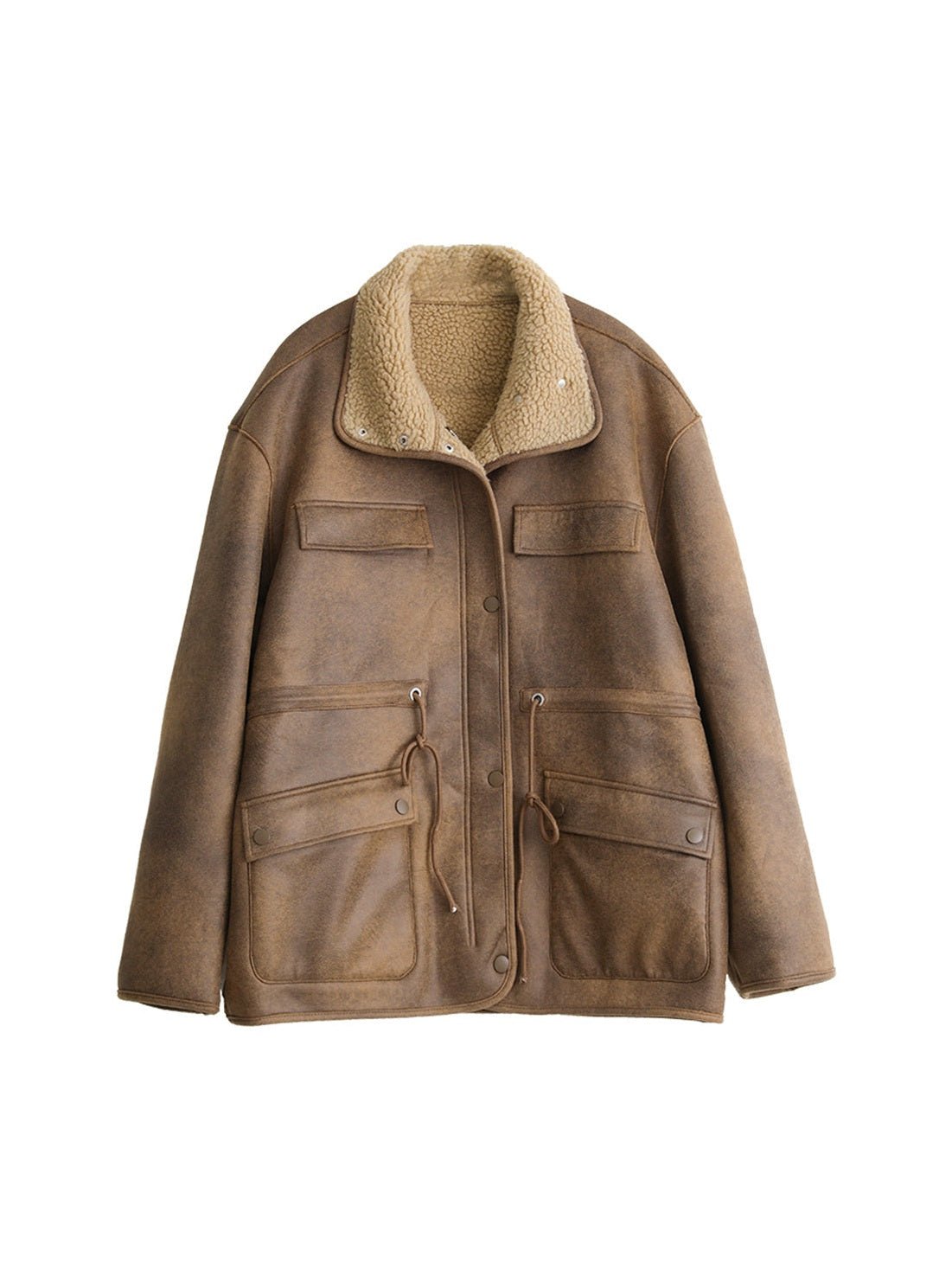 Women's Motorcycle Clothing Suede Lamb Wool Reverse Coat - Courbe et Compagnie