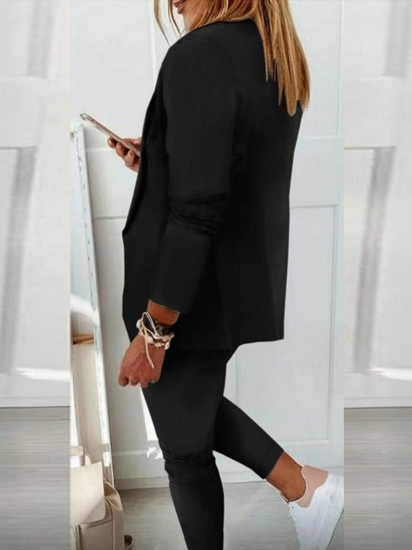 Women’s Notch-Lapel Blazer & Drawstring Pants Suit Set - Courbe et Compagnie