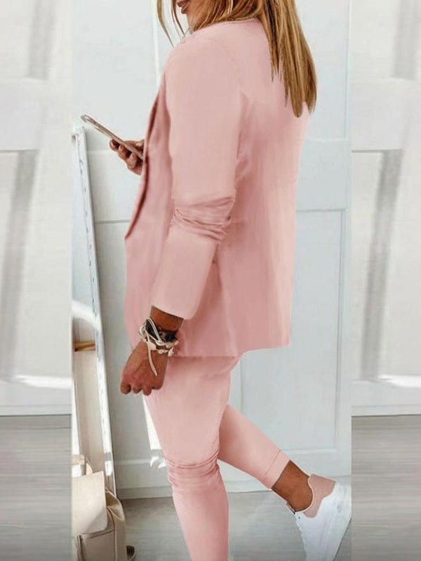 Women’s Notch-Lapel Blazer & Drawstring Pants Suit Set - Courbe et Compagnie