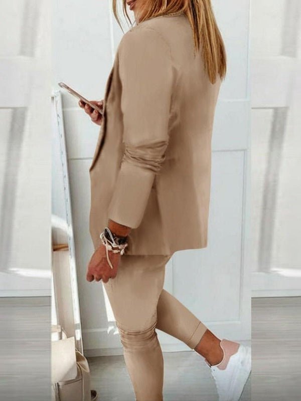 Women’s Notch-Lapel Blazer & Drawstring Pants Suit Set - Courbe et Compagnie
