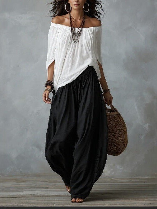 Women's One-Shoulder T-Shirt & Wide-Leg Pants Two-Piece Set — Urban Casual Outfit - Courbe et Compagnie