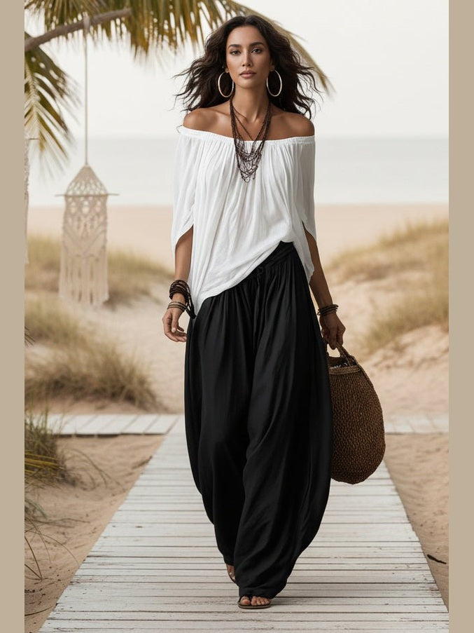 Women's One-Shoulder T-Shirt & Wide-Leg Pants Two-Piece Set — Urban Casual Outfit - Courbe et Compagnie