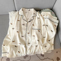 Women's Pajama Set Thin Cotton Cardigan Long Sleeve Pants Spring and Autumn Cartoon Dachshund Home Wear Set for Women Sleepwear - Courbe et Compagnie